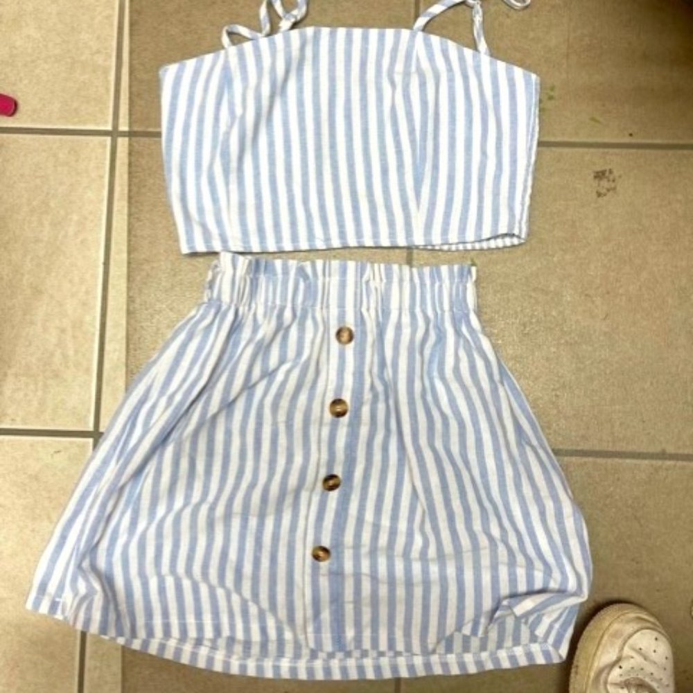 Blue Striped Vintage Set